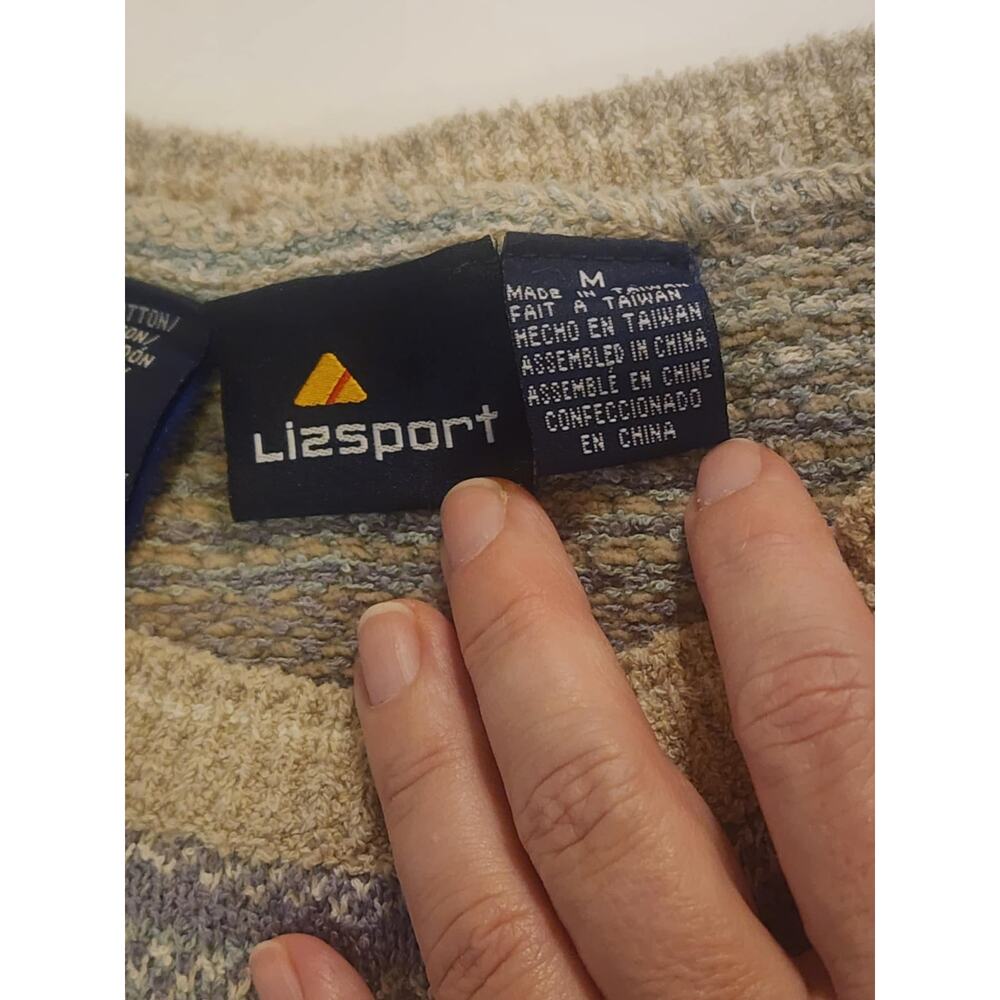 Vintage Lizsport Cable Medium Sweater, Grandpa, stripes, cotton - Picture 4 of 6